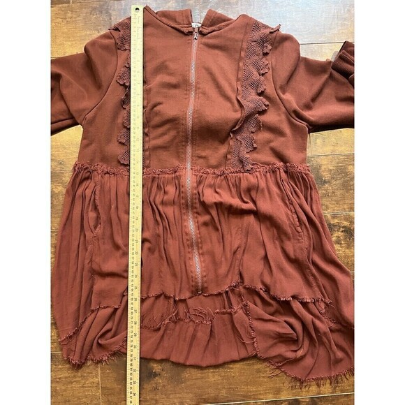 Gimmick By Buckle Womens Boho Mixed Media Lace Full Zip Long Length Hoodie M - Picture 5 of 8